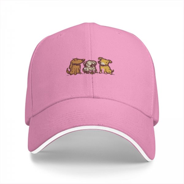 Black Baseball Cap With Cute Three Dogs Embroidery