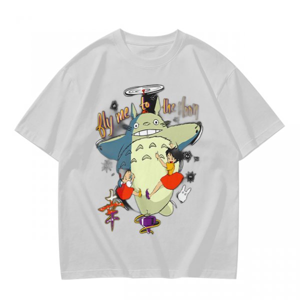Totoro and Girls Fly Me To The Moon Graphic T-Shirt Design