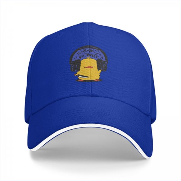 Black Baseball Cap With Cute Yellow Duck Wearing Headphones Graphic