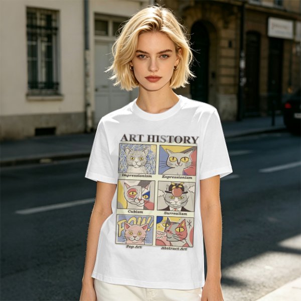 Art History Cat Themed Graphic T-Shirt Print Design