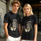 Olive T-shirt with Darth Vader holding a steaming coffee cup