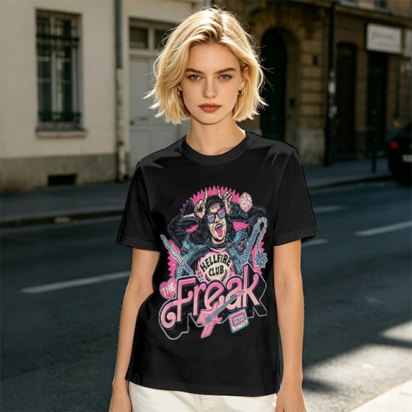 Olive Graphic T-Shirt with The Freak Hellfire Club Rock Print