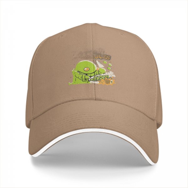 Black baseball cap with green chocobo cooking peas graphic