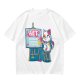 Olive T-Shirt With Cute Artist Cat Art Because Murder Is Wrong Print