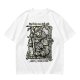 Olive t-shirt with medieval wanderer graphic and gothic text print