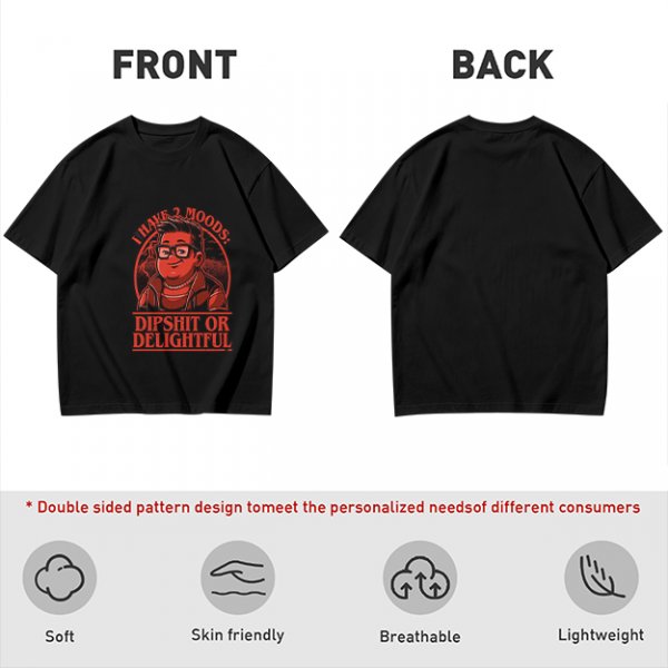 Olive Graphic T-Shirt With 'I Have 2 Moods: Dipshit Or Delightful' Print