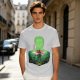Olive Anime T-Shirt With Samurai Warrior Silhouette Art