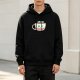Black hoodie with angry coffee cup graphic and 'I NEED MORE' text