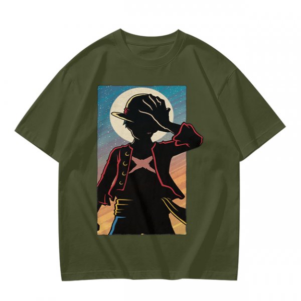 Olive Anime Character Silhouette Graphic T-Shirt