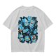 Olive T-Shirt With Playful Blue Cat Character Print
