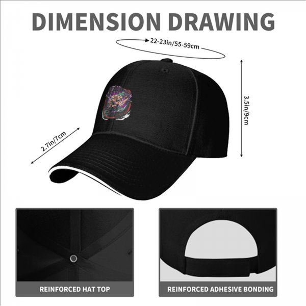 Black Baseball Cap With Anime Swordsman Character Print