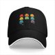 Black baseball cap with colorful emotional octopus graphic print