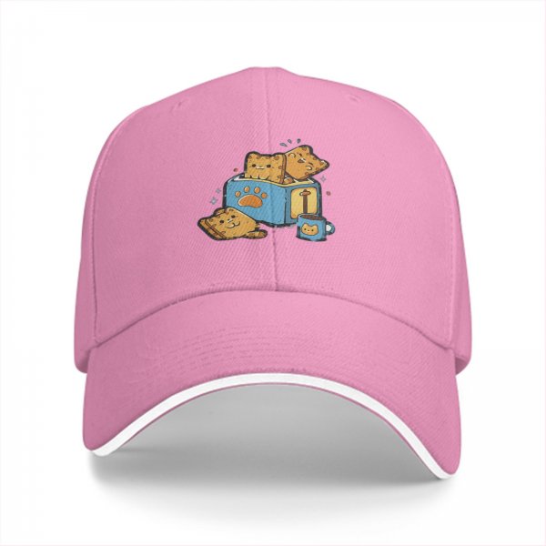 Black Baseball Cap With Cute Cat Book Coffee Graphic