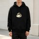 Black Hoodie With Steaming Coffee Cup And Mushroom Print