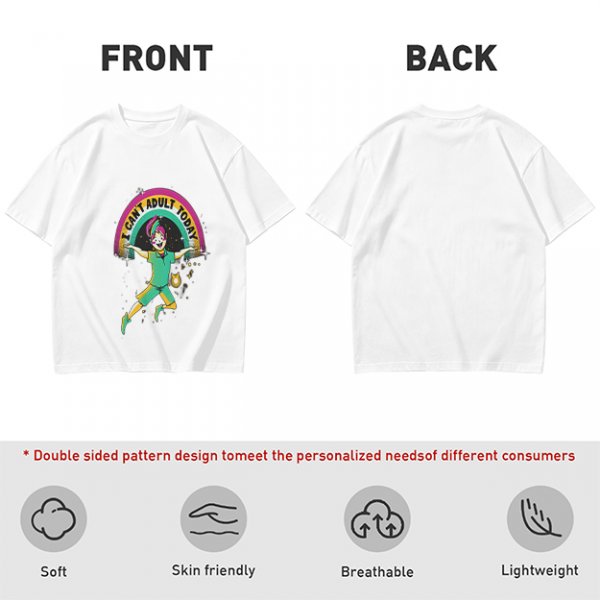 Olive Graphic T-Shirt With 'I Can't Adult Today' Rainbow Design