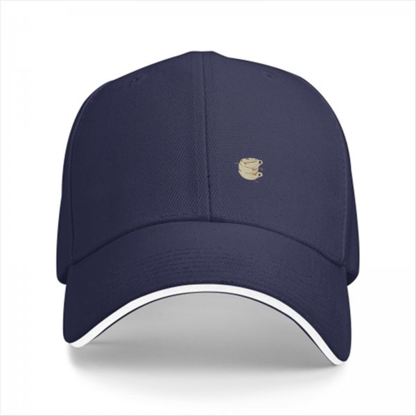 Black Baseball Cap With Stacked Coffee Cups Graphic