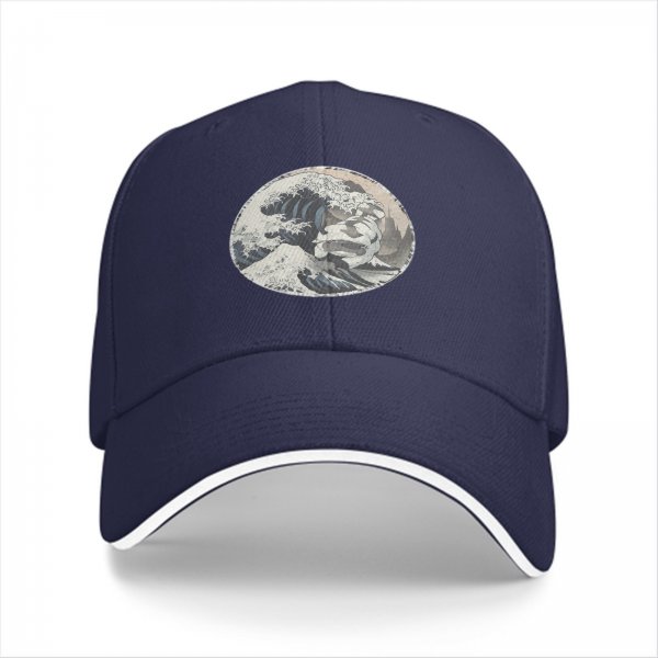 Black Baseball Cap with The Great Wave Off Kanagawa Print