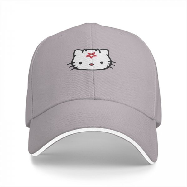 Black Baseball Cap With Pentagram Cat Graphic Design