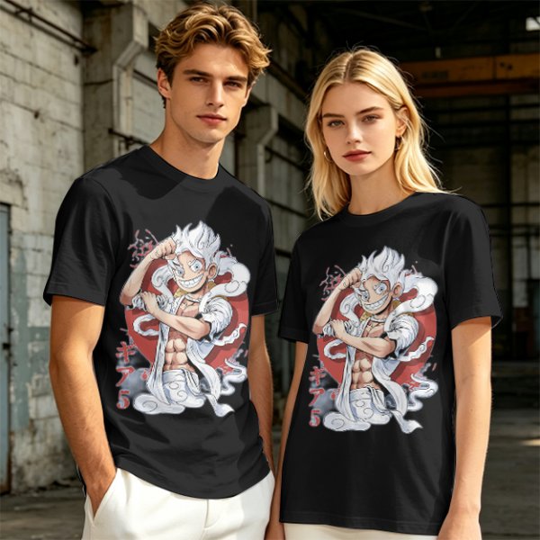 One Piece Gear 5 Luffy Graphic Print Olive T-Shirt