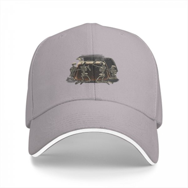 Black baseball cap with skeletons around a toaster graphic