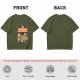Olive T-Shirt With Cute Cats Doing Laundry Graphic
