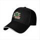 Black baseball cap with funny Christmas cat wobbling defense print