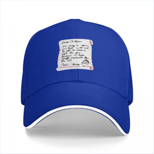 Black baseball cap with funny Santa note print about gift delays
