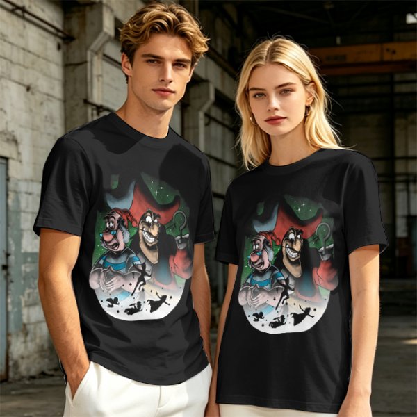 Olive T-Shirt Featuring Captain Hook and Mr. Smee from Peter Pan