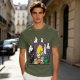 Olive T-Shirt With Halloween Themed Cute Cat Characters Print