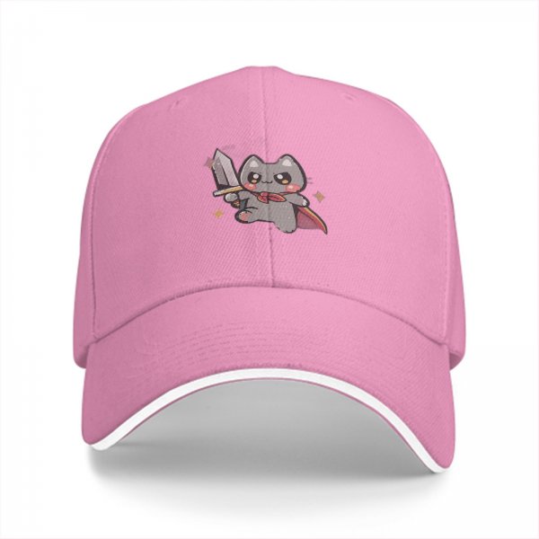 Black Baseball Cap With Cute Warrior Cat Graphic Design
