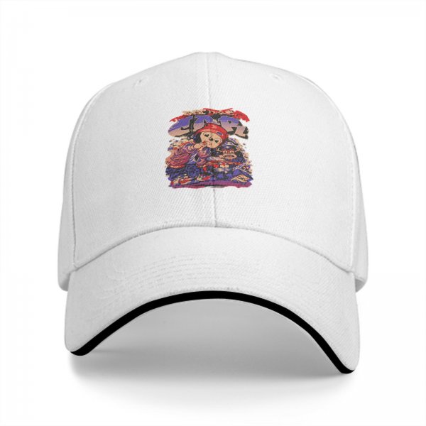 Black Baseball Cap With Retro Cartoon Character Graphic Print