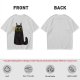 Olive Green T-Shirt With Surprised Black Cat Graphic Print