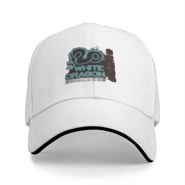 Black baseball cap with White Dragon neon style graphic print