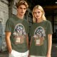 Olive T-Shirt With Raccoon Opossum Adopt A Cat Rainbow Print