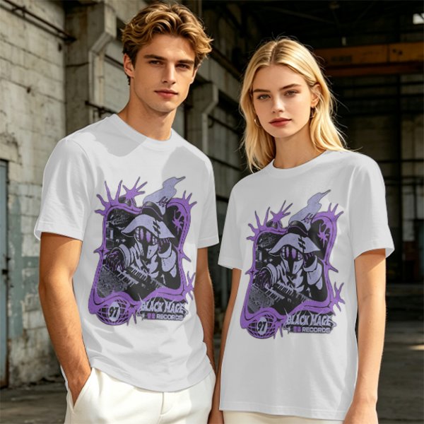 Olive Graphic T-Shirt with Black Mage Records Wizard Artwork