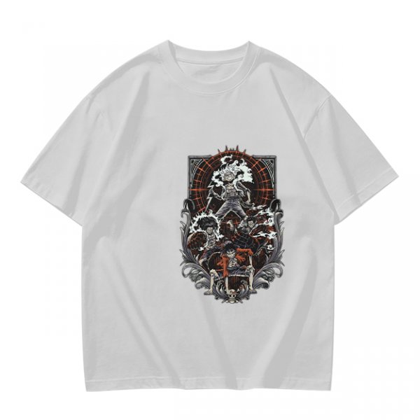 Olive T-shirt with Gothic Anime Character Group Graphic Print