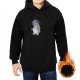 Black hoodie with Totoro holding umbrella graphic