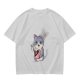Olive Green T-Shirt With Cute Chef Cat Mixing Batter Print