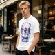 Olive T-Shirt With Moonlit Pirate Ship And Silhouette Figure Print
