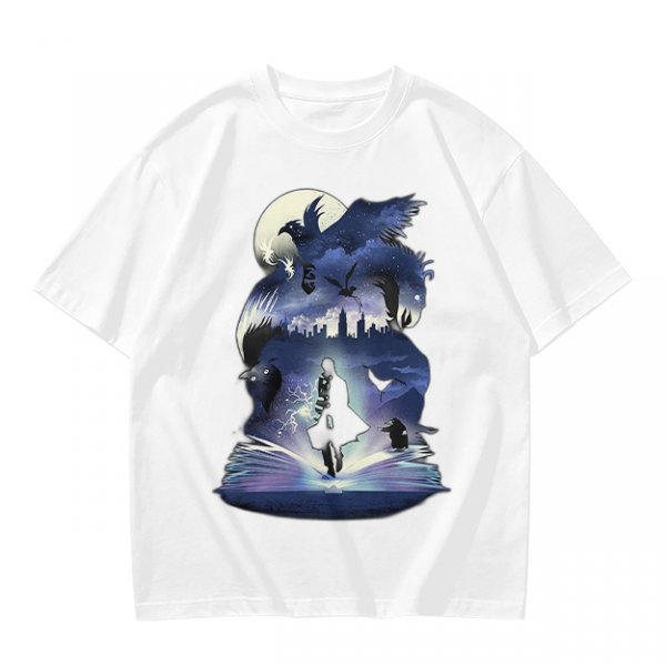 Olive T-Shirt With Magical Fantasy Creature Silhouette Art Print
