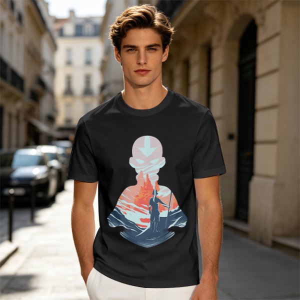Avatar Aang Silhouette Graphic Tee for Anime Fans