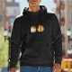 Black hoodie with cute marshmallow and fire graphic design