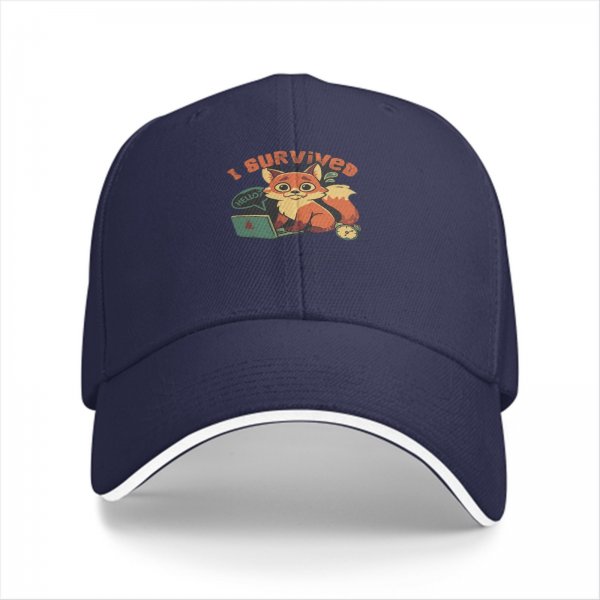 I Survived Stressed Fox Working On Laptop Graphic Baseball Cap