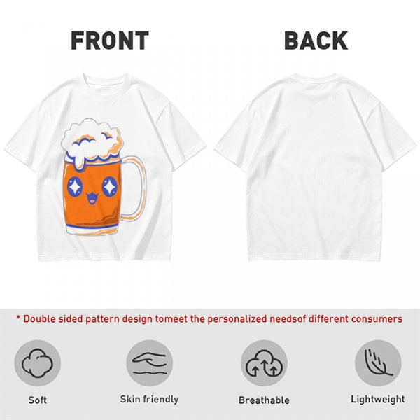 Olive T-Shirt With Cute Kawaii Beer Mug Graphic