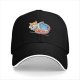 Black Baseball Cap With Cute Shiba Inu Ramen Bowl Graphic
