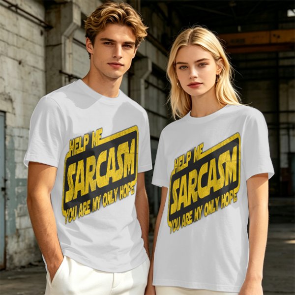 Olive t-shirt with 'Help Me Sarcasm You Are My Only Hope' print