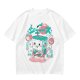 Olive t-shirt with a cartoon apple juice box skeleton graphic