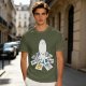 Olive T-Shirt With Cute Octopus Drawing Artwork Print