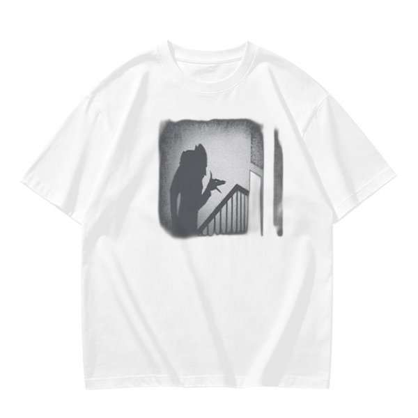 Olive T-Shirt With Horror Staircase Silhouette Graphic