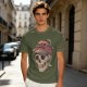 OVER THINKER Skull Graphic Olive T-Shirt